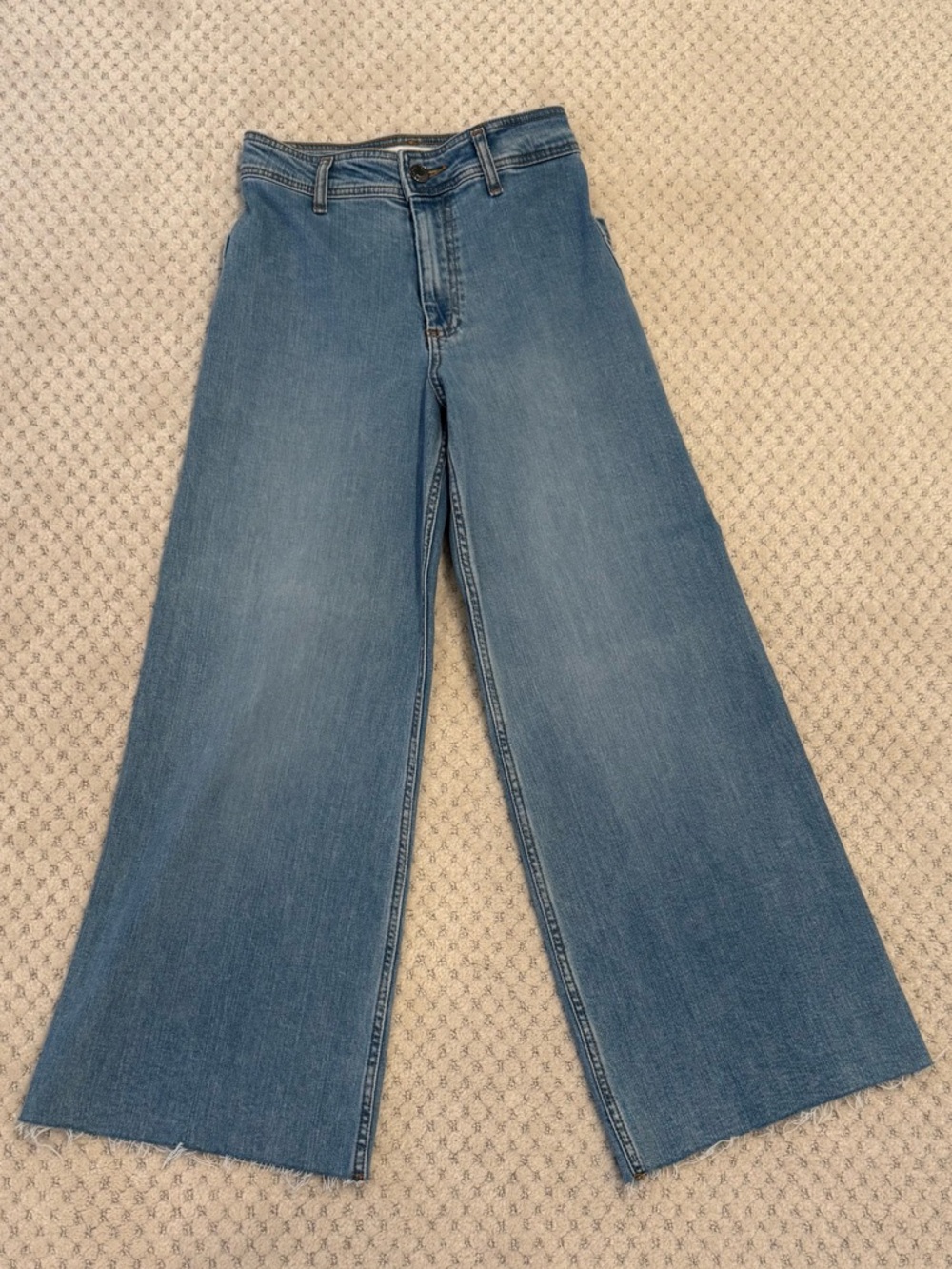 Zara Sailor Wide-Leg Jeans in Light Blue Wash